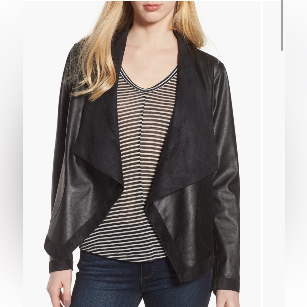 BB Dakota Teagan Reversible Faux Leather and Suede Drape Front Jacket